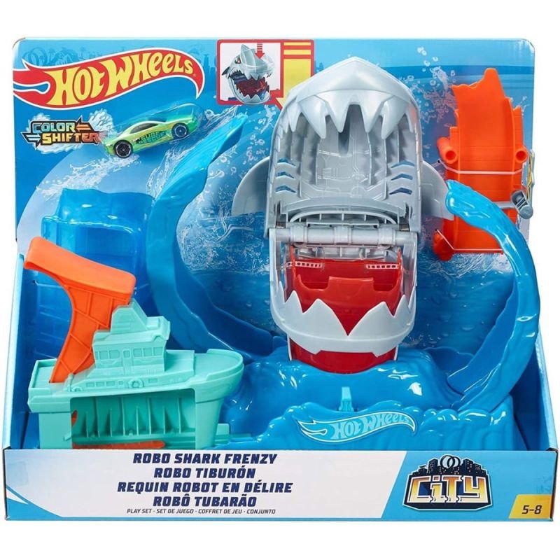 Pista Da Hot Wheels Shark Color Shifters Robo Shark Frenzy